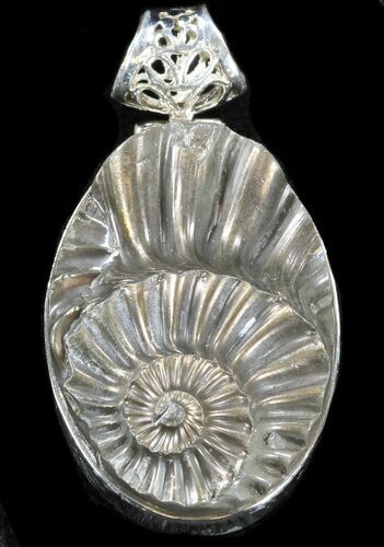 Pyrite Ammonite Fossil Pendant - Sterling Silver #37968